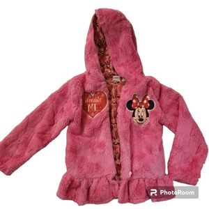 Faux Fur Minnie Mouse Zip Up Hoodie